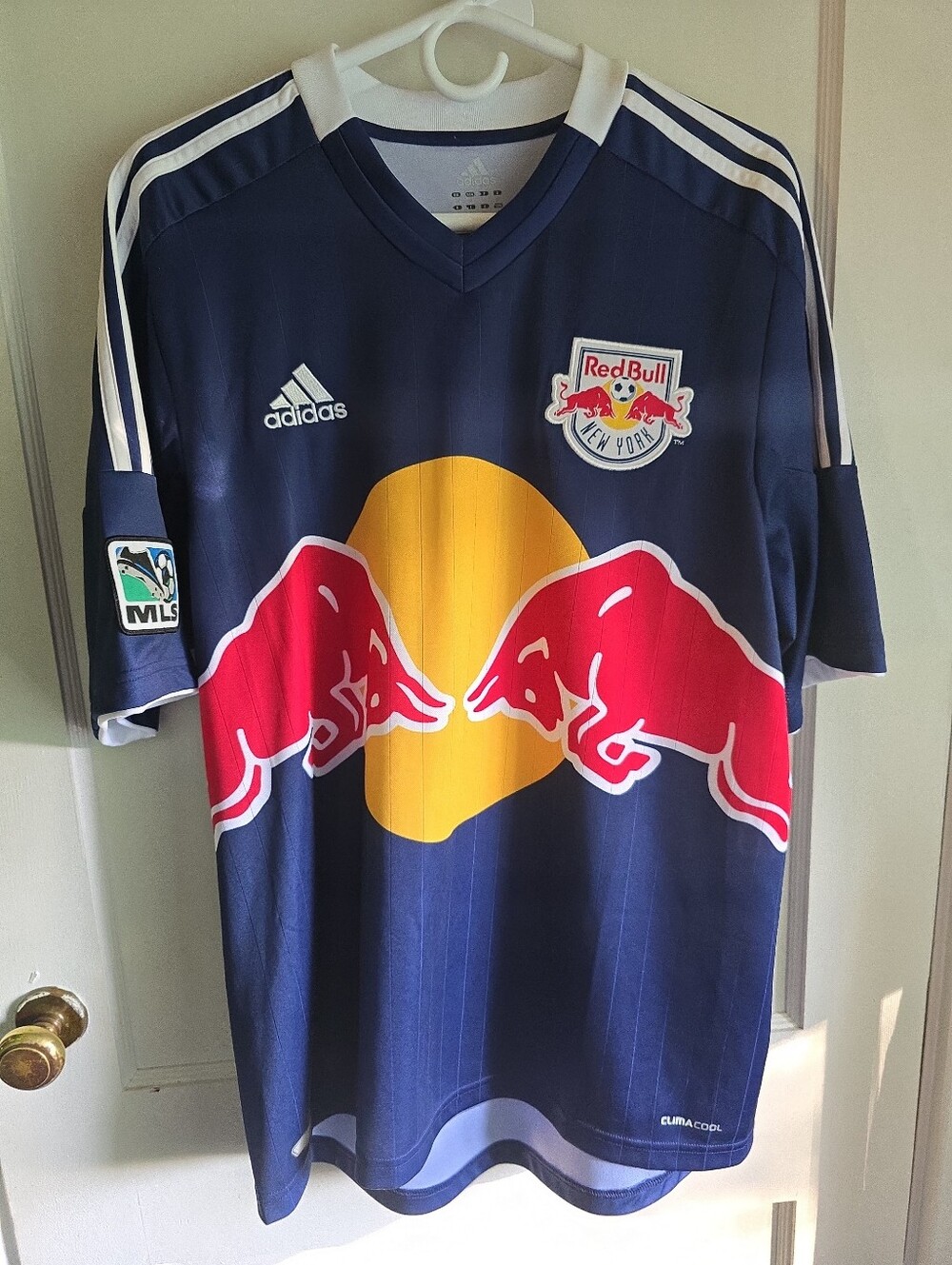 Adidas New York Red Bulls Soccer MLS Jersey Short Sleeve ClimaCool Large NWT